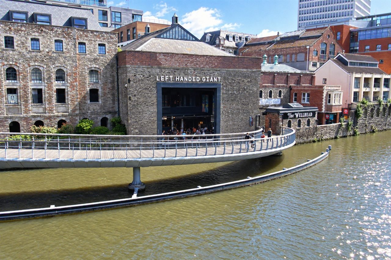 Left Handed Giant brewery beside Bristol harbour